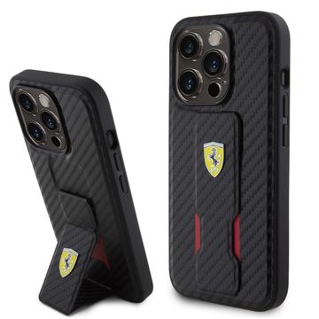 iPhone 15 Pro Max Ferrari Carbon Griffiges Standgehülle - Schwarz