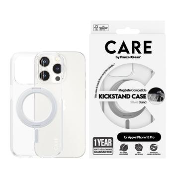 iPhone 15 Pro PanzerGlass Care Kickstand Hülle - MagSafe Kompatibel - Silber