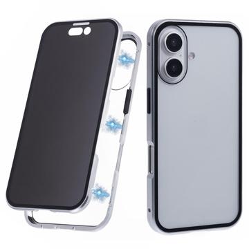 iPhone 16 Plus Magnetisches Cover mit Panzerglas - 9H - Privat - Silber