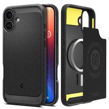 iPhone 16 Plus Spigen Rugged Armor Mag TPU Hülle - Schwarz