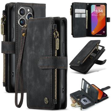 iPhone 16 Pro Caseme C30 Multifunktions Wallet Hülle - Schwarz