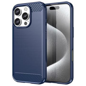 iPhone 16 Pro Max Gebürstete TPU Hülle - Karbonfaser - Blau