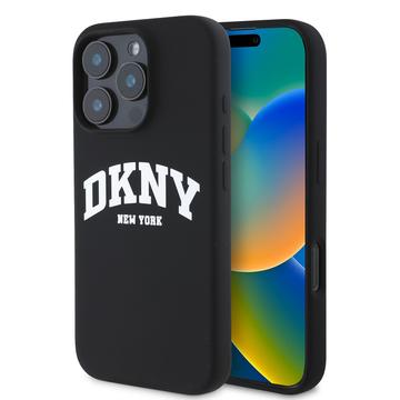 iPhone 16 Pro Max DKNY Liquid Silicone Arch Logo Hülle - MagSafe-kompatibel - Schwarz