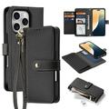 iPhone 16 Pro Max Dux Ducis Lawa Brieftaschen-Lederhülle mit Magnetabdeckung - Schwarz