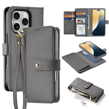 iPhone 16 Pro Max Dux Ducis Lawa Brieftaschen-Lederhülle mit Magnetabdeckung - Grau