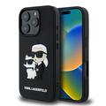 iPhone 16 Pro Max Karl Lagerfeld 3D Rubber Karl & Choupette NFT Hülle - Schwarz