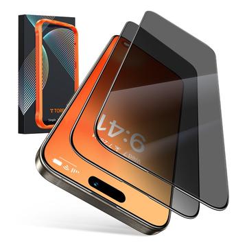 iPhone 16 Pro Max Torras GlassGo Privatsphäre Panzerglas mit Auto-Align Rahmen - 2 Stk.