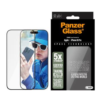 iPhone 16 Pro PanzerGlass Ceramic Protection Ultra-Wide Fit EasyAligner Panzerglas - 9H - Schwarzer Rand