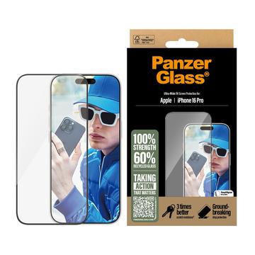 iPhone 16 Pro PanzerGlass - 9H Ultra-Wide Fit EasyAligner Panzerglas - 9H - Schwarz Rand