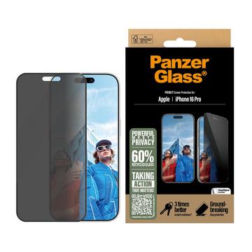 iPhone 16 Pro PanzerGlass Ultra-Wide Fit Privacy EasyAligner Panzerglas - 9H - Schwarz Rand