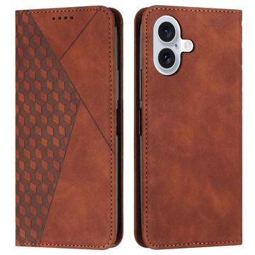 iPhone 16 Rhombus Muster Wallet Case mit Magnetverschluss