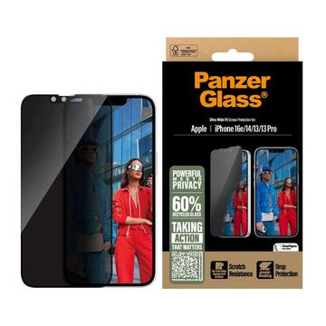 iPhone 16e/14/13/13 Pro PanzerGlass Ultra-Wide Fit Privacy EasyAligner Panzerglas - 9H - Schwarz Rand