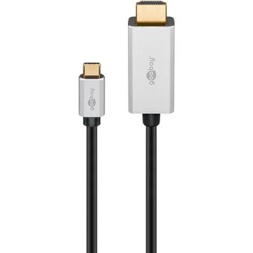 Goobay USB-C auf HDMI Adapter Kabel - 2m - Schwarz / Silber