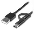 4smarts ComboCord Fabric MicroUSB & Typ-C Kabel - 1m - Schwarz