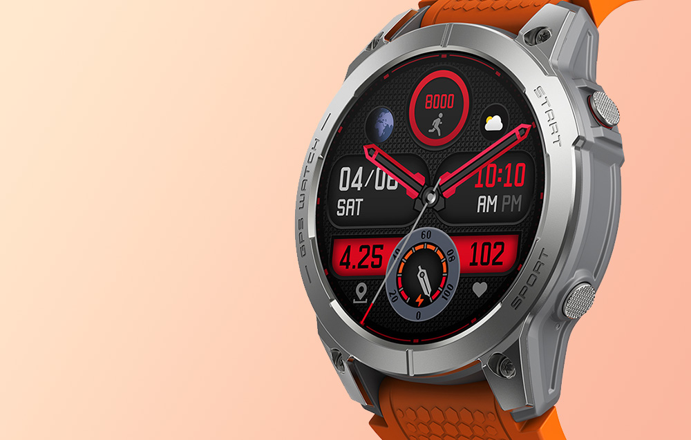 Zeblaze Stratos 3 Smartwatch mit GPS, Ultra HD AMOLED Display - Orange