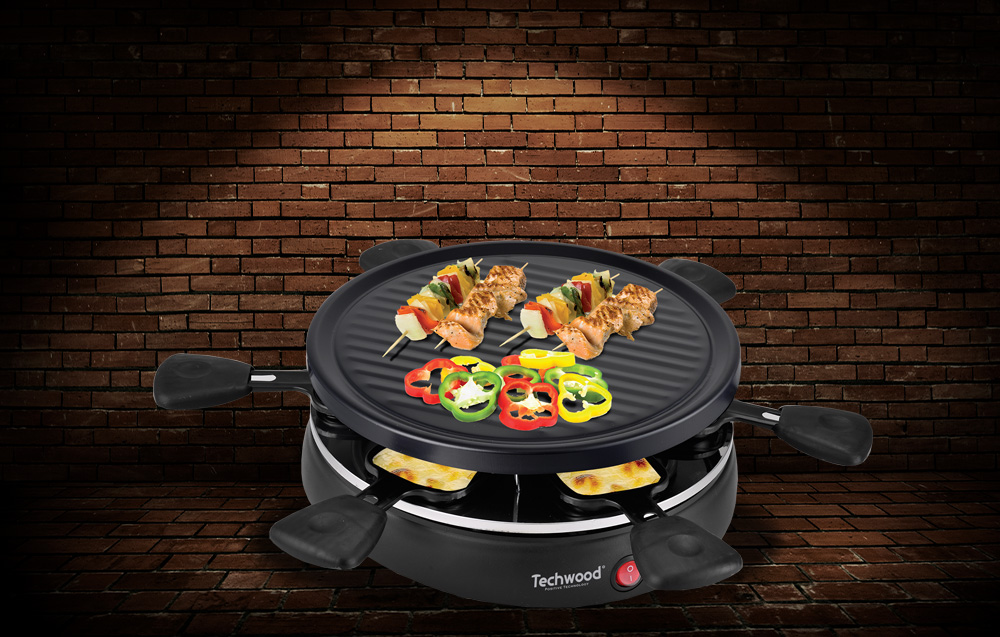 Techwood TRA-608 Elektrischer Raclette-Grill für 6 Personen